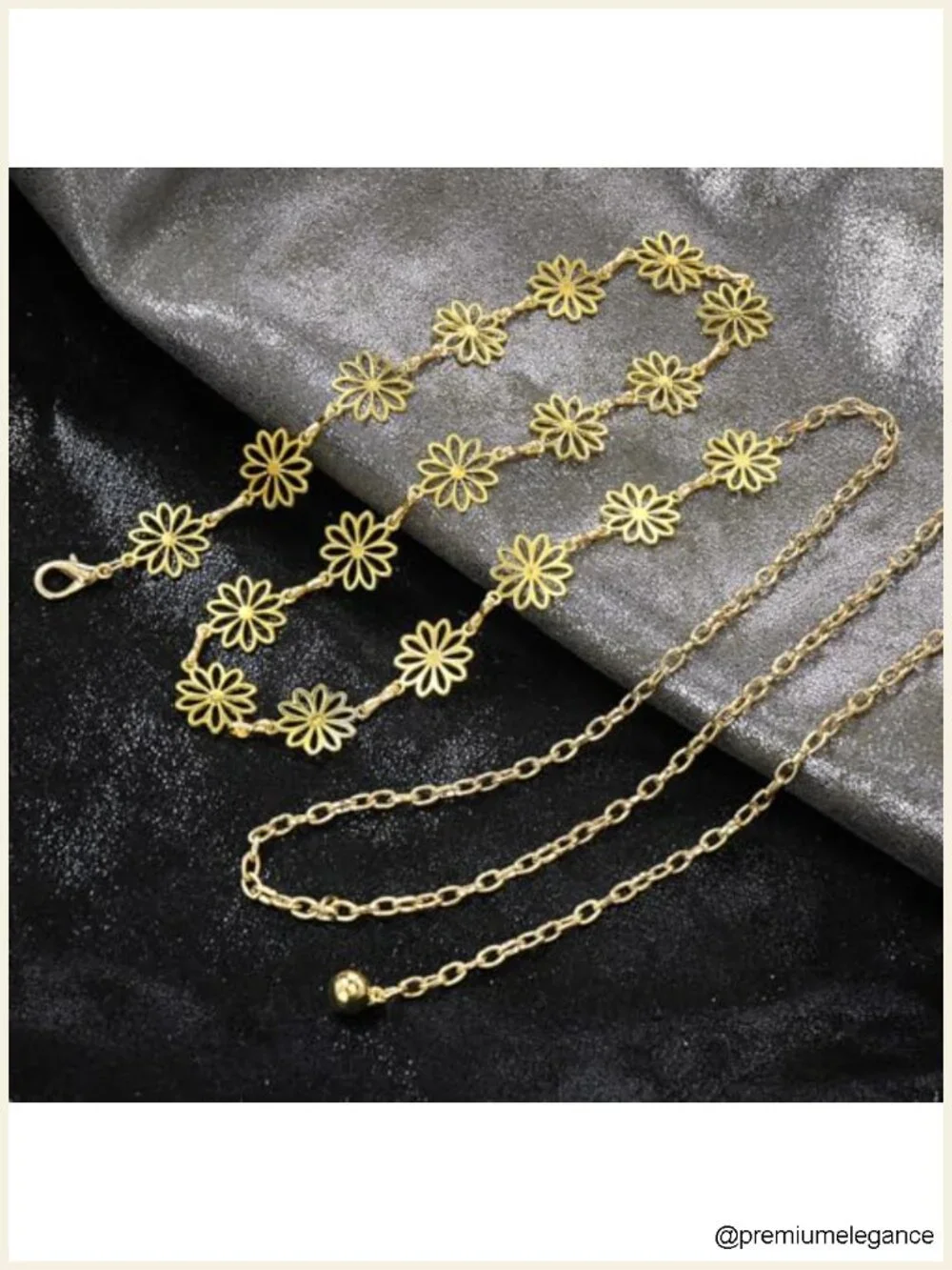 Women's Adjustable Flower Waist Chain Belt Metal Alloy Toggle Clasp